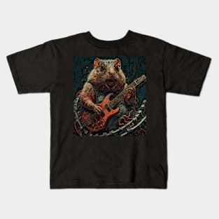 watercolor groundhog playing guitar Kids T-Shirt